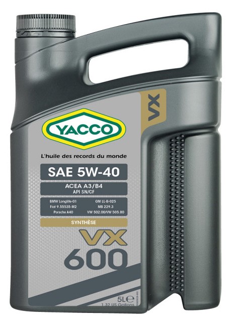 Масло моторное YACCO VX 600 5W40 5л-  тг.
